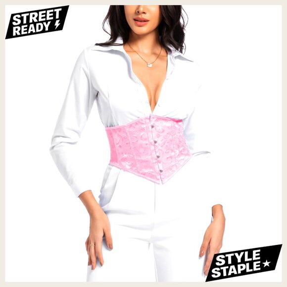 Other - Jacquard Underbust Corset Belt Renaissance Floral Waist Cincher Elegant Chic